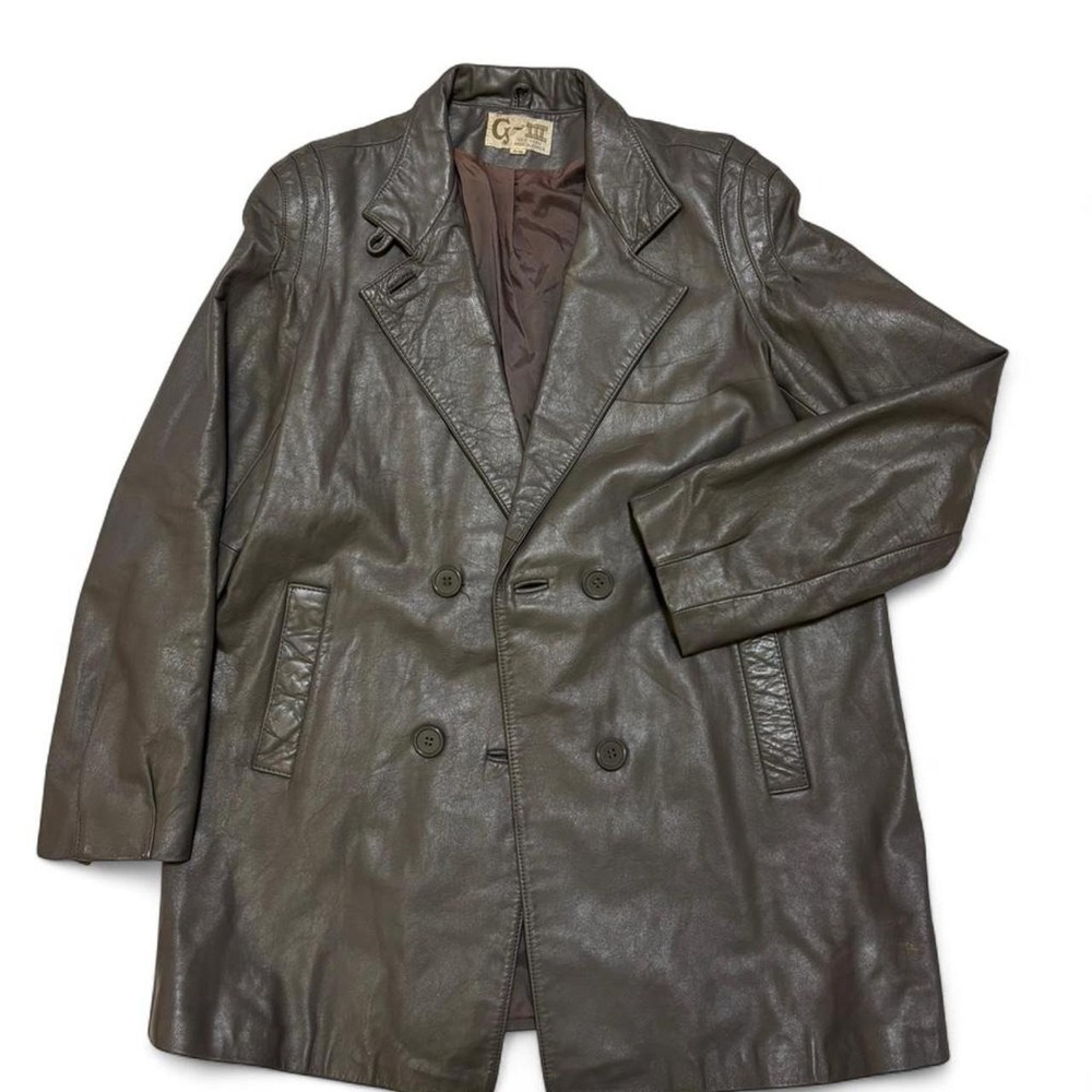 Vintage 80's Gray Leather Peacoat Style Jacket